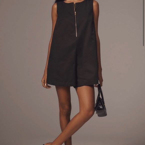 Anthropologie Black Mini Dress with Zipper - Picture 2 of 3